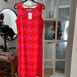 NWT Lularoe Stylish Pink and Red Houndstooth Dress Sadie size large
